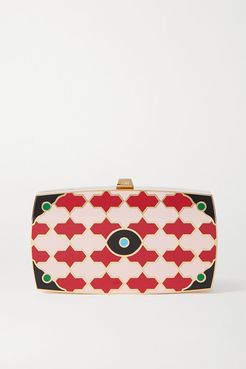 Shelter Enamel And Gold-tone Clutch - Pink