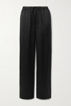 Silk-satin Wide-leg Pants - Black