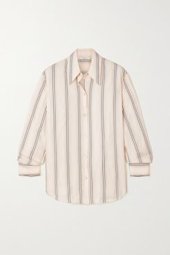 Striped Silk-blend Twill Shirt - Ivory