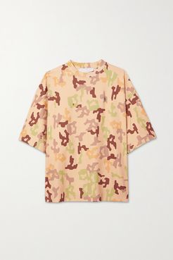 Cara Embellished Camouflage-print Cotton-jersey T-shirt - Beige