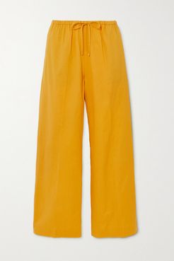 Cotton-blend Wide-leg Pants - Yellow