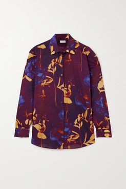 Clavelly Floral-print Cotton-voile Shirt - Burgundy