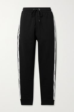 Jacquard-trimmed Cotton-jersey Track Pants - Black