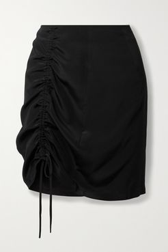 Envelope1976 - View Ruched Silk-satin Mini Skirt - Black