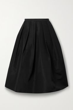 Pleated Silk-faille Midi Skirt - Black