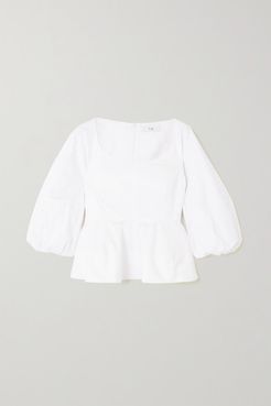 Cotton-poplin Peplum Top - White