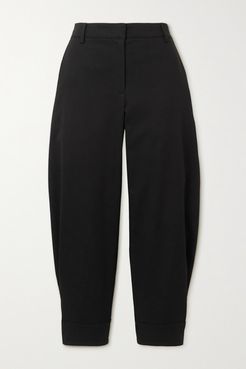 Organic Cotton-blend Twill Tapered Pants - Black