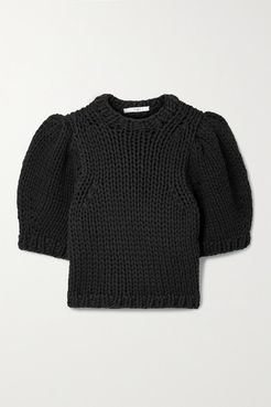 Open-knit Cotton-blend Sweater - Black