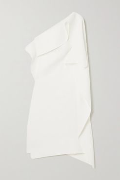 Ecstasy One-shoulder Draped Cady Dress - White