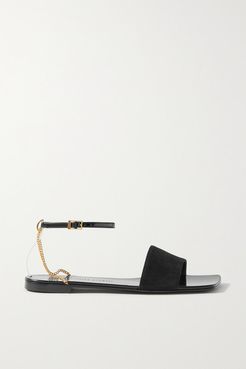 Casablanca Chain-embellished Patent-leather And Suede Sandals - Black