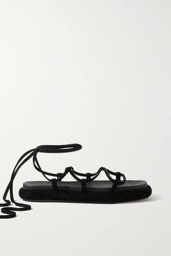 Alba Leather-trimmed Suede Sandals - Black