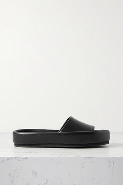 Venice Leather Slides - Black