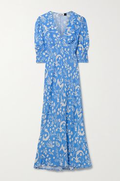 Zadie Printed Crepe Midi Dress - Azure