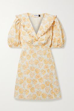 Kayla Ruffled Floral-print Cotton Mini Dress - Yellow