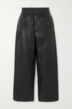Mizonia Leather Wide-leg Pants - Black