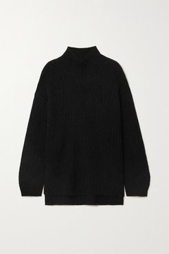 Cyrhila Oversized Ribbed-knit Sweater - Black