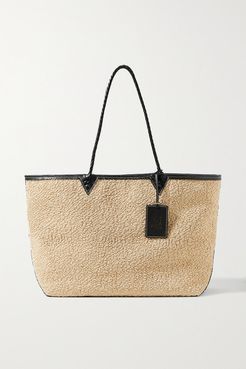 Espadrille Large Reversible Leather-trimmed Suede And Raffia Tote - Neutral