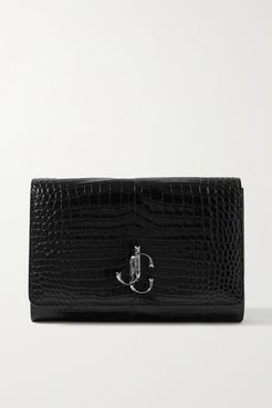 Varenne Croc-effect Leather Clutch - Black