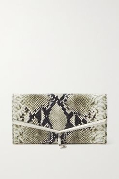 Elish Snake-effect Leather Clutch - Green