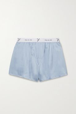 Silk-blend Satin Shorts - Light blue