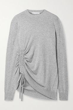 Ruched Mélange Cashmere Sweater - Gray
