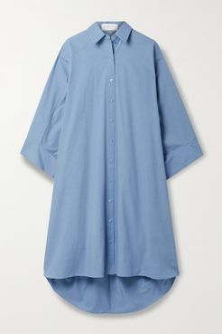 Oversized Washed Cotton-poplin Shirt Dress - Blue