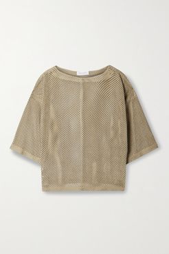 Perforated Suede Top - Beige