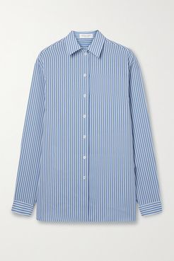 Striped Silk Crepe De Chine Shirt - Blue