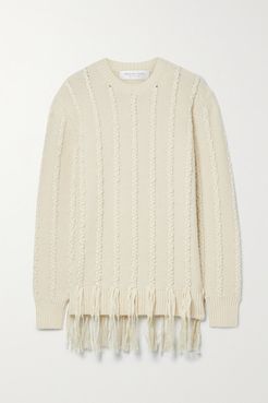 Fringed Cashmere Sweater - Beige