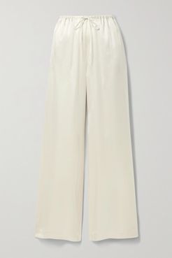 Silk-satin Wide-leg Pants - Ivory