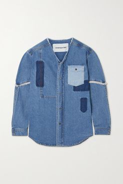 Nicola Frayed Patchwork Denim Shirt - Mid denim