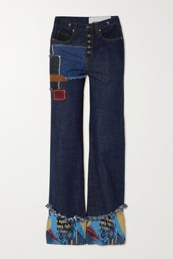 Max Appliquéd Patchwork High-rise Wide-leg Jeans - Blue