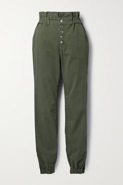 Tedi Cotton-blend Twill Tapered Pants - Army green