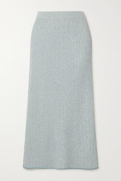 Mouline Ribbed-knit Midi Skirt - Blue