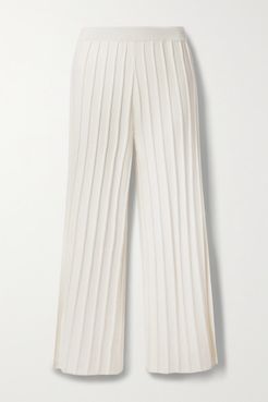 Ribbed Merino Wool Wide-leg Pants - Ivory