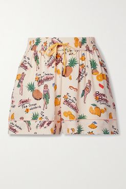 Riders Printed Crepe Shorts - Off-white