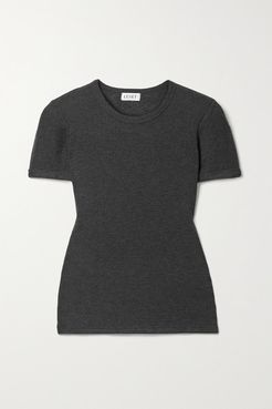 Willow Brushed Waffle-knit T-shirt - Charcoal