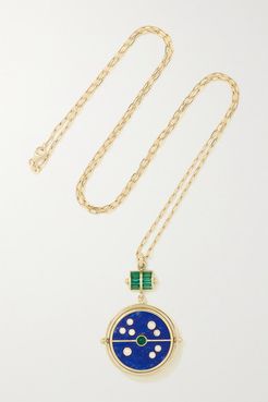 Grandfather Compass 14-karat Gold Multi-stone Necklace