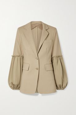 Pasta Stretch-cotton And Silk Crepe De Chine Blazer - Sand