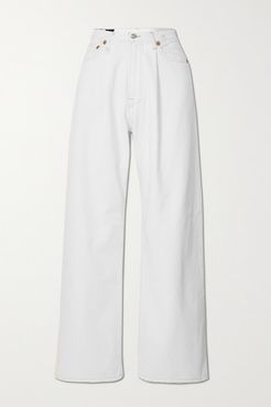 Damon Distressed Mid-rise Wide-leg Jeans - White