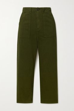 The Ranger Herringbone Cotton Pants - Dark green