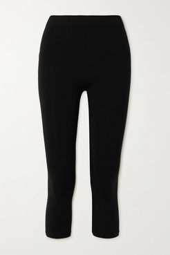 Cropped Stretch-jersey Leggings - Black