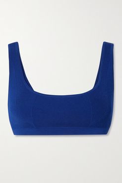 Ribbed Stretch-knit Bra Top - Blue
