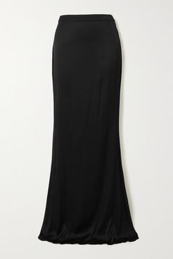 Stretch-satin Maxi Skirt - Black