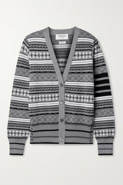 Cotton-jacquard Cardigan - Gray