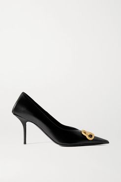 Square Knife Bb Logo-embellished Leather Pumps - Black