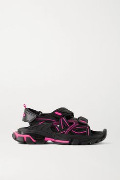 Track Logo-detailed Leather And Rubber Sandals - Black