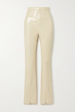 Jewel Faux Patent-leather Pants - Ecru