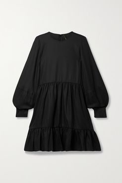 Net Sustain Effie Gathered Tiered Tencel Lyocell Mini Dress - Black