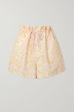 Camille Leopard-print Cotton-jersey Shorts - Pastel pink